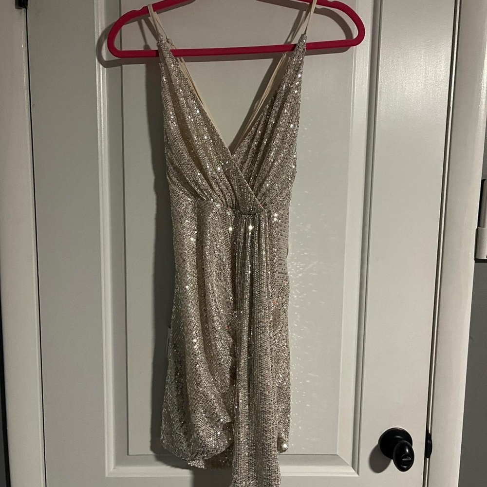 Sparkling Silver Sequin Dress